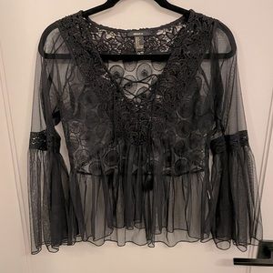 Black Sheer Baby Doll Top